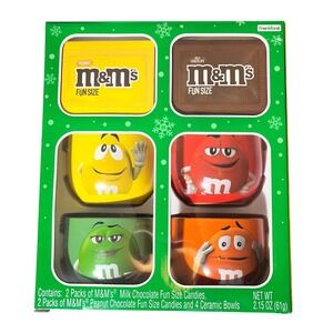 M&M's Frankford Ceramic Snack Bowls Set of 4 Yellow Red Green Orange Characters